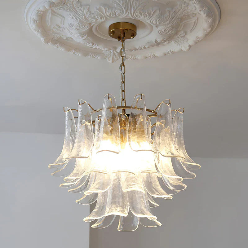 Murano Chandelier-4 Layer ∅ 23.6″ x H 19.6″ / Dia 60cm x H 50cm-White-Polished Nickel