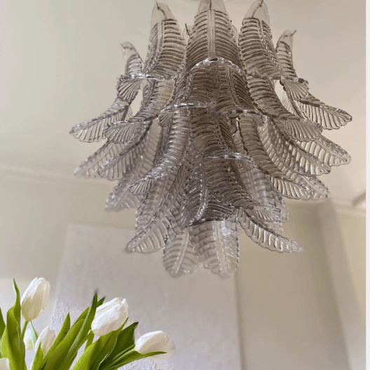 Murano Chandelier – 36 glass leaves – Smoked-Chandelier-Blushlighting-Blushlighting