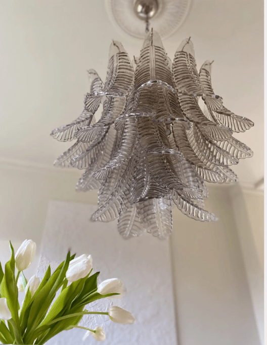 Murano Chandelier – 36 glass leaves – Smoked-Chandelier-Blushlighting-Blushlighting