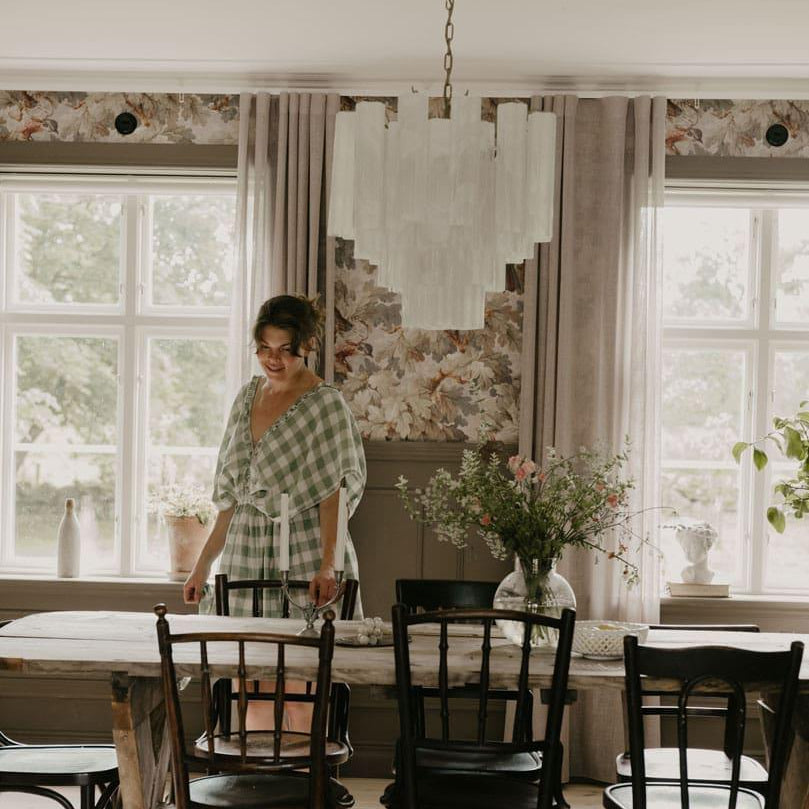 Murano Chandelier – 36 tubes – Alabaster white-Blushlighting