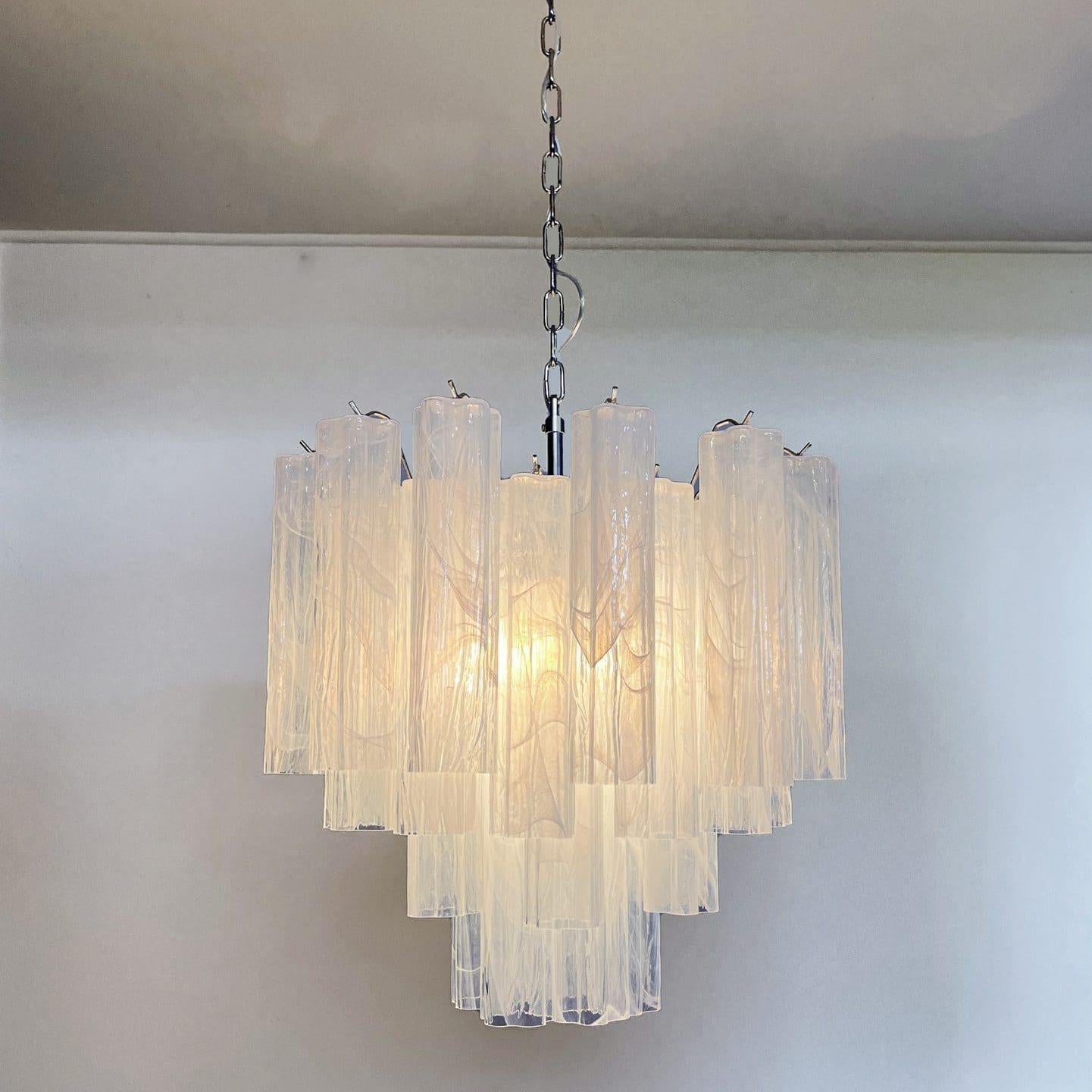 Murano Chandelier – 36 tubes – Alabaster white-Blushlighting