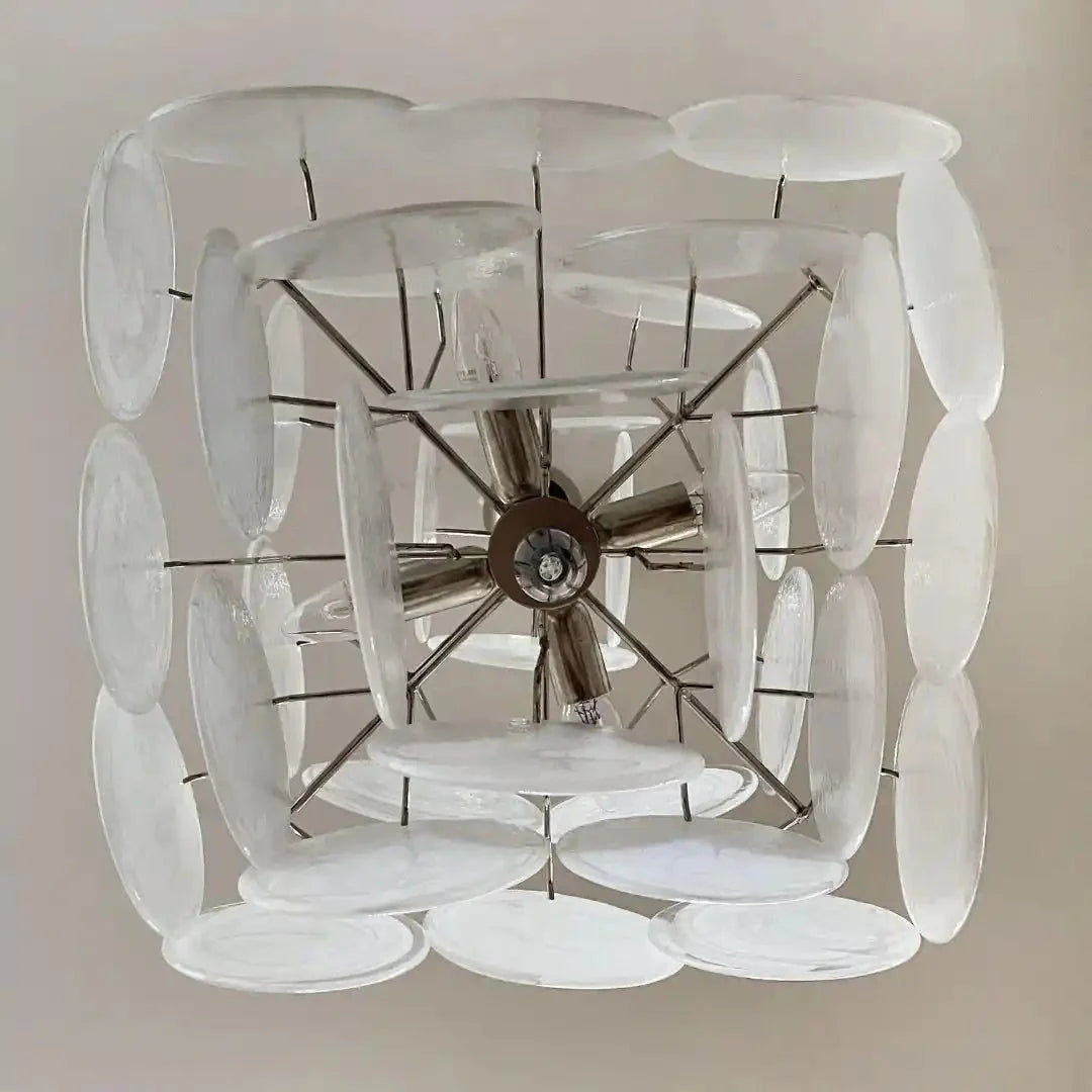 Murano Chandelier 36 White Disks - Blushlighting