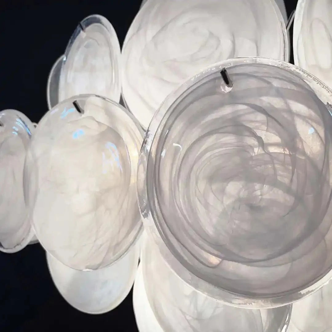 Murano Chandelier 36 White Disks - Blushlighting