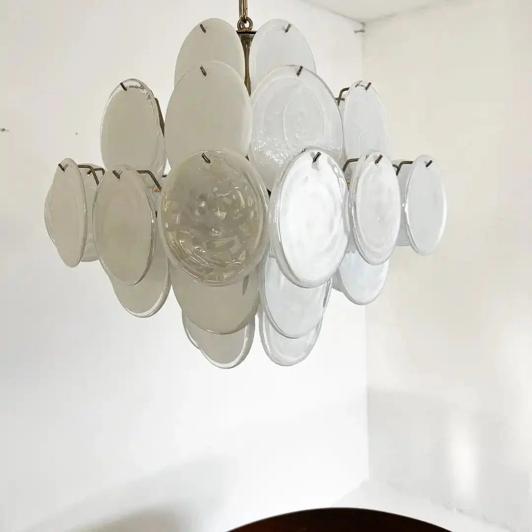 Murano Chandelier 36 White Disks - Blushlighting