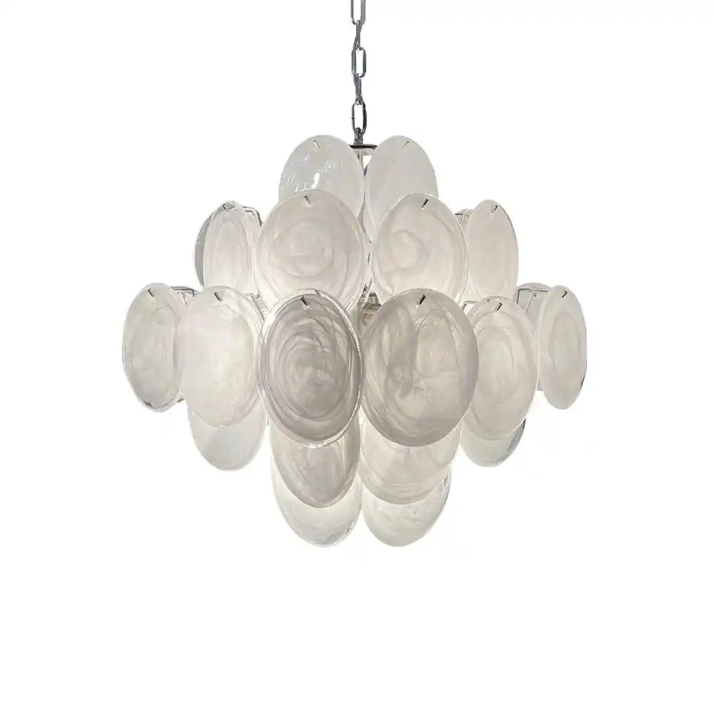 Murano Chandelier 36 White Disks - Blushlighting