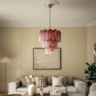 Murano Chandelier – 48 tubes – Alabaster Pink-Blushlighting