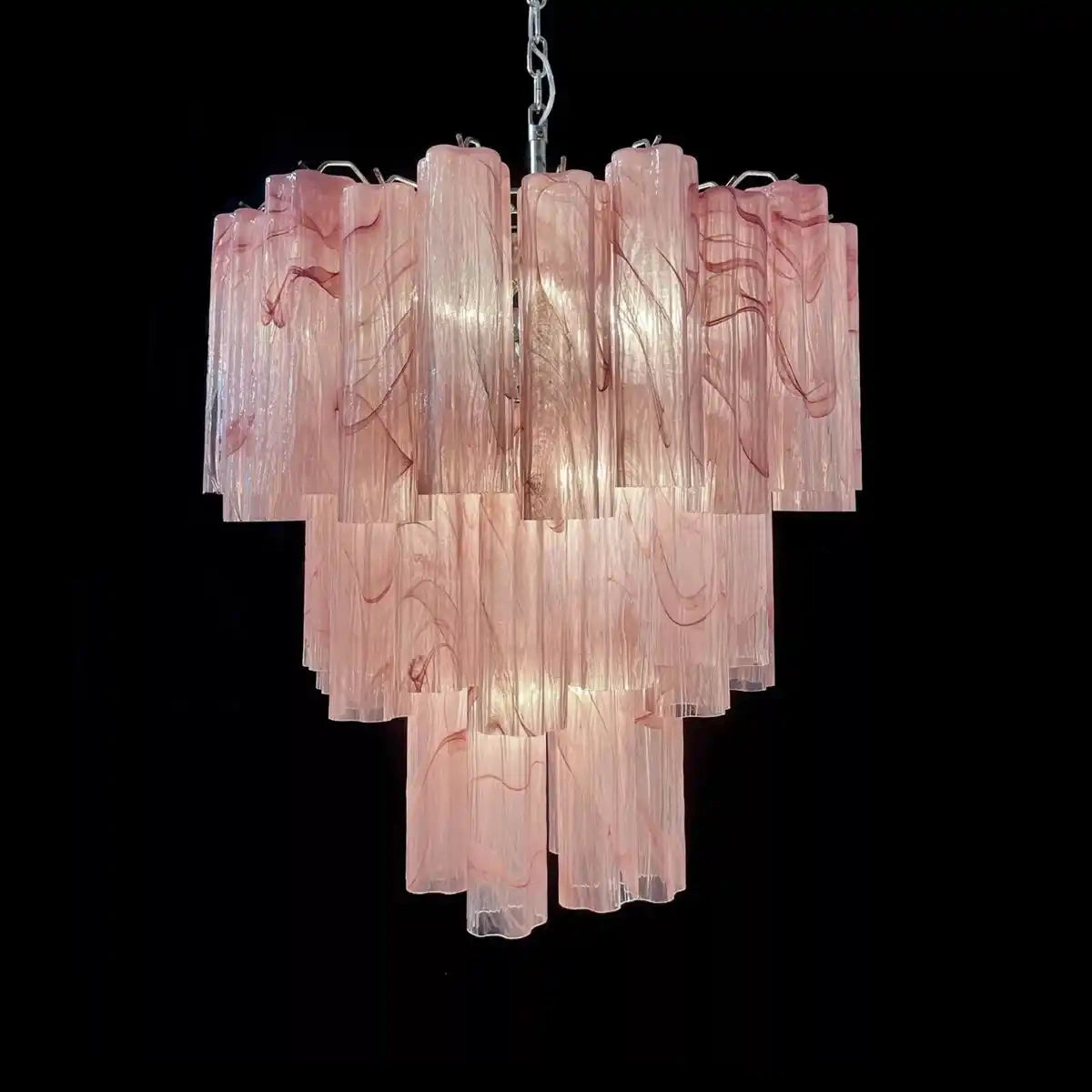 Murano Chandelier – 48 tubes – Alabaster Pink-Blushlighting