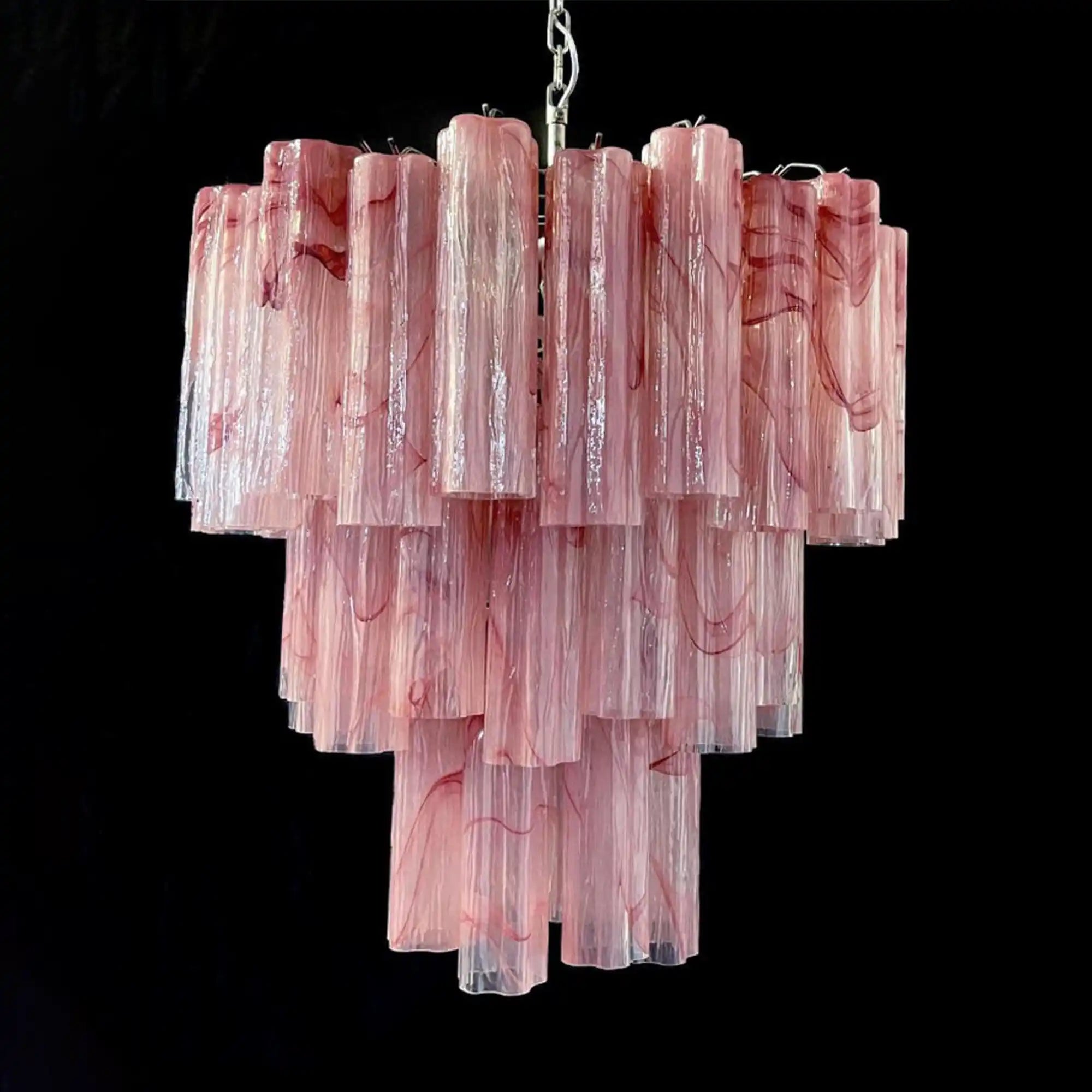 Murano Chandelier – 48 tubes – Alabaster Pink - Blushlighting