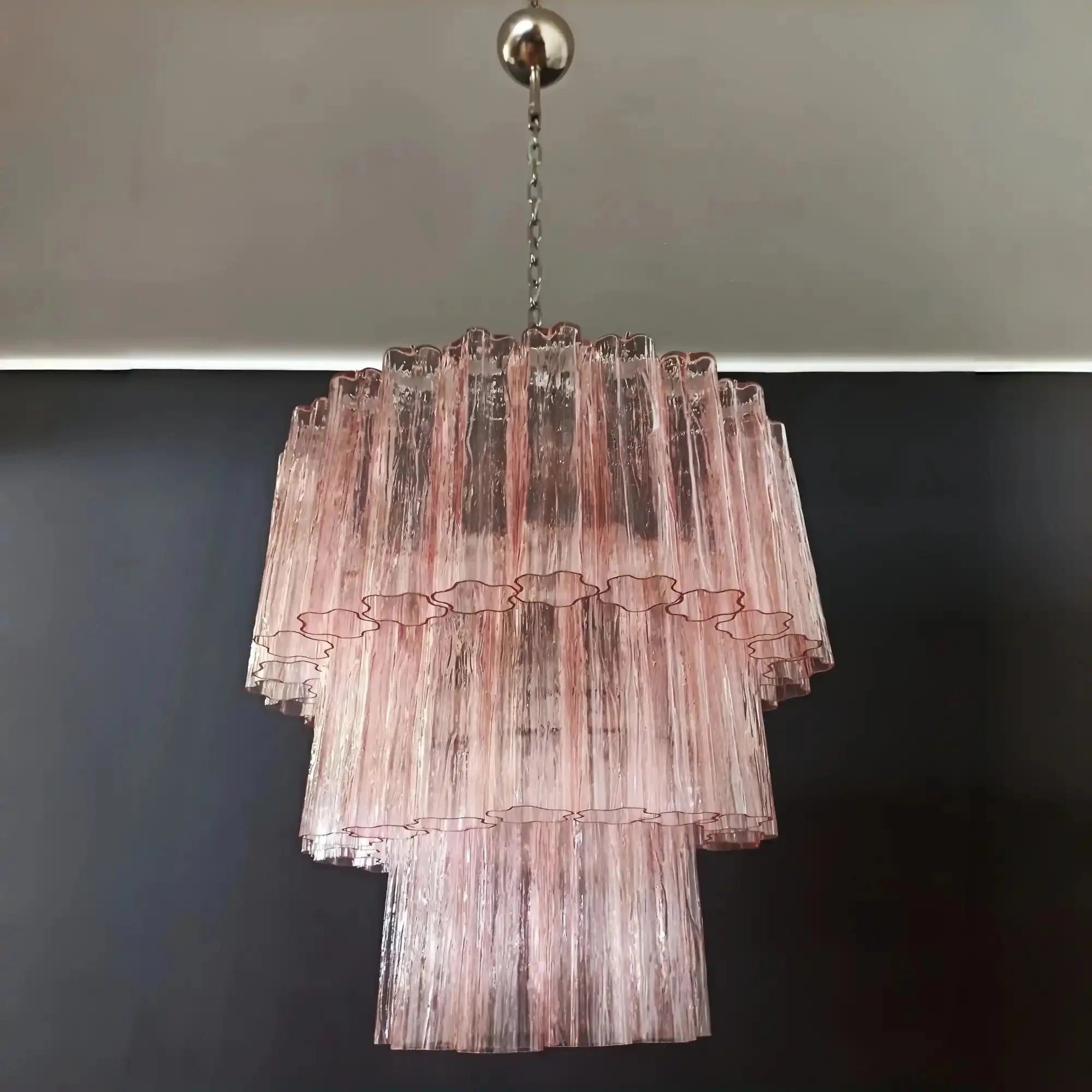 Murano Chandelier – 48 tubes – Alabaster Pink - Blushlighting