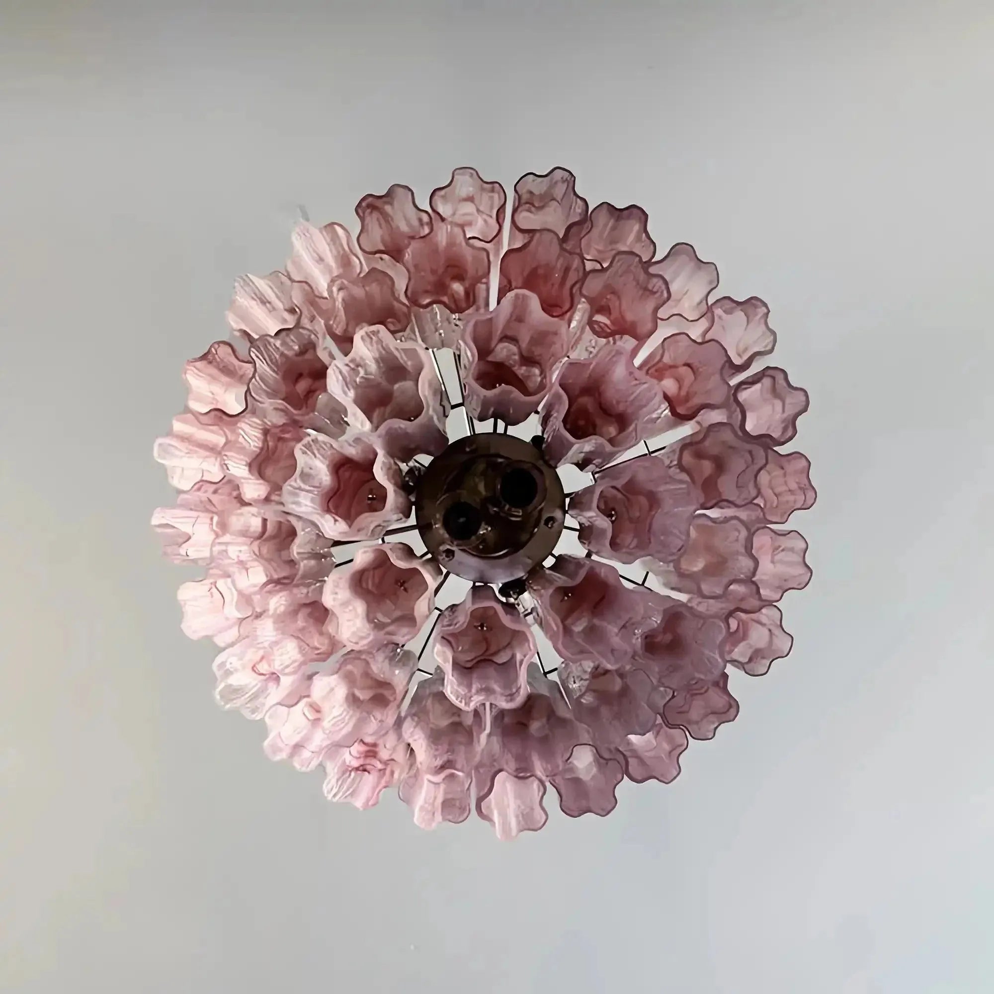 Murano Chandelier – 48 tubes – Alabaster Pink - Blushlighting