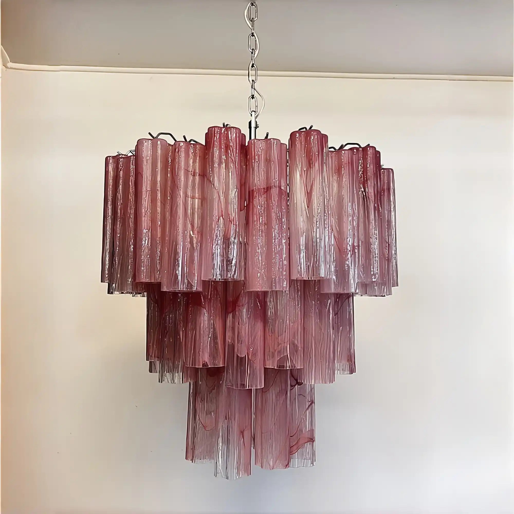 Murano Chandelier – 48 tubes – Alabaster Pink - Blushlighting