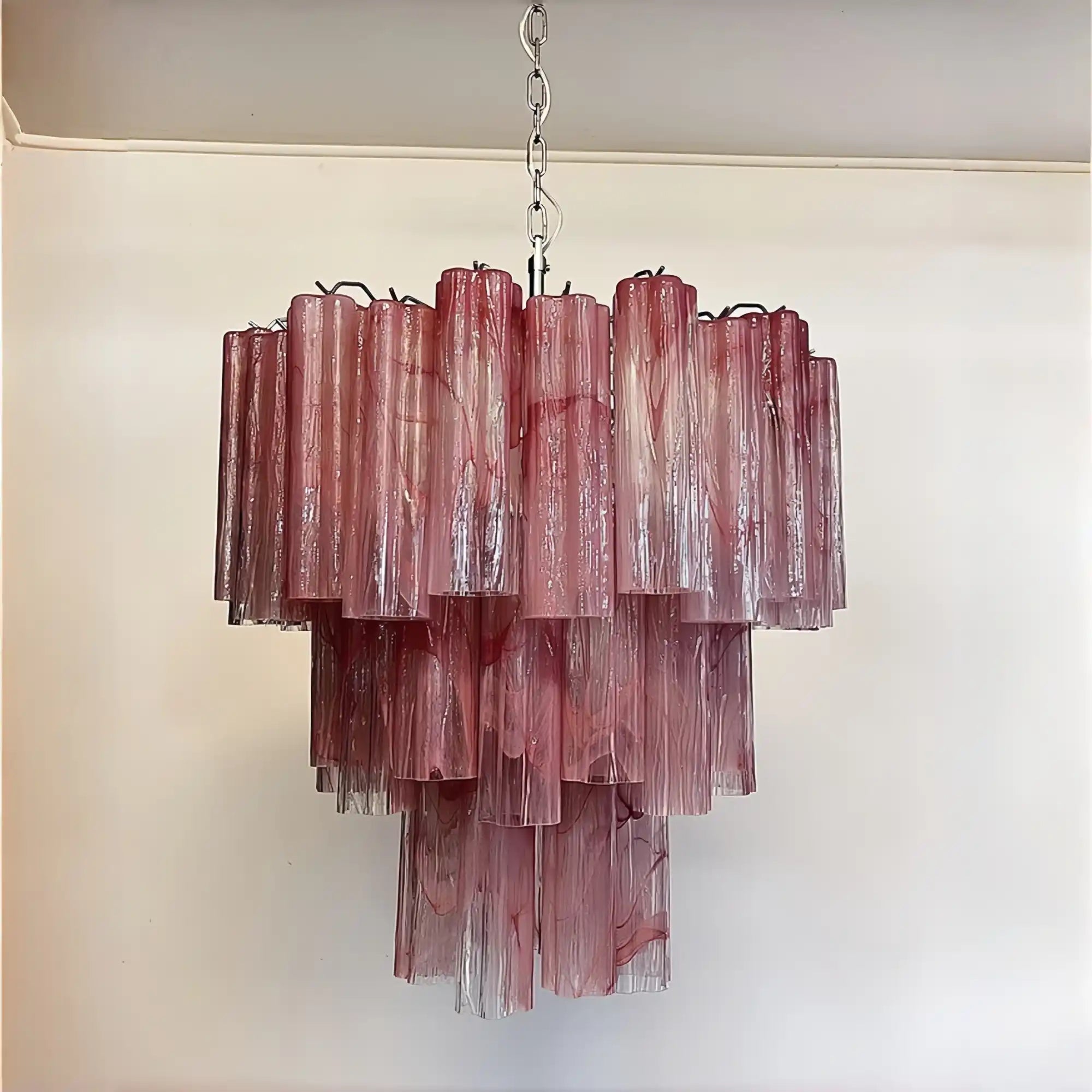 Murano Chandelier – 48 tubes – Alabaster Pink - Blushlighting