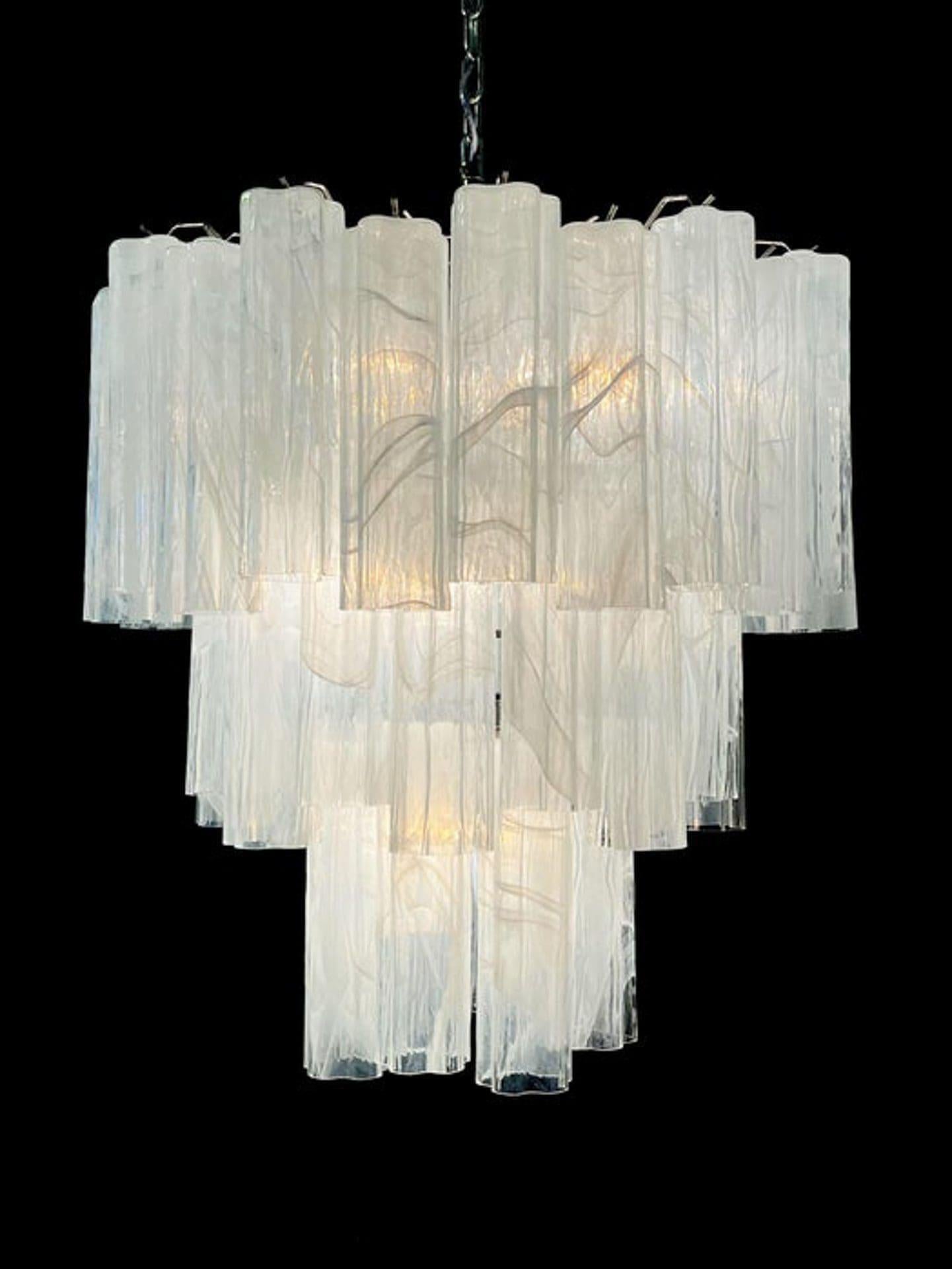 Murano Chandelier – 48 tubes – Alabaster White-Blushlighting