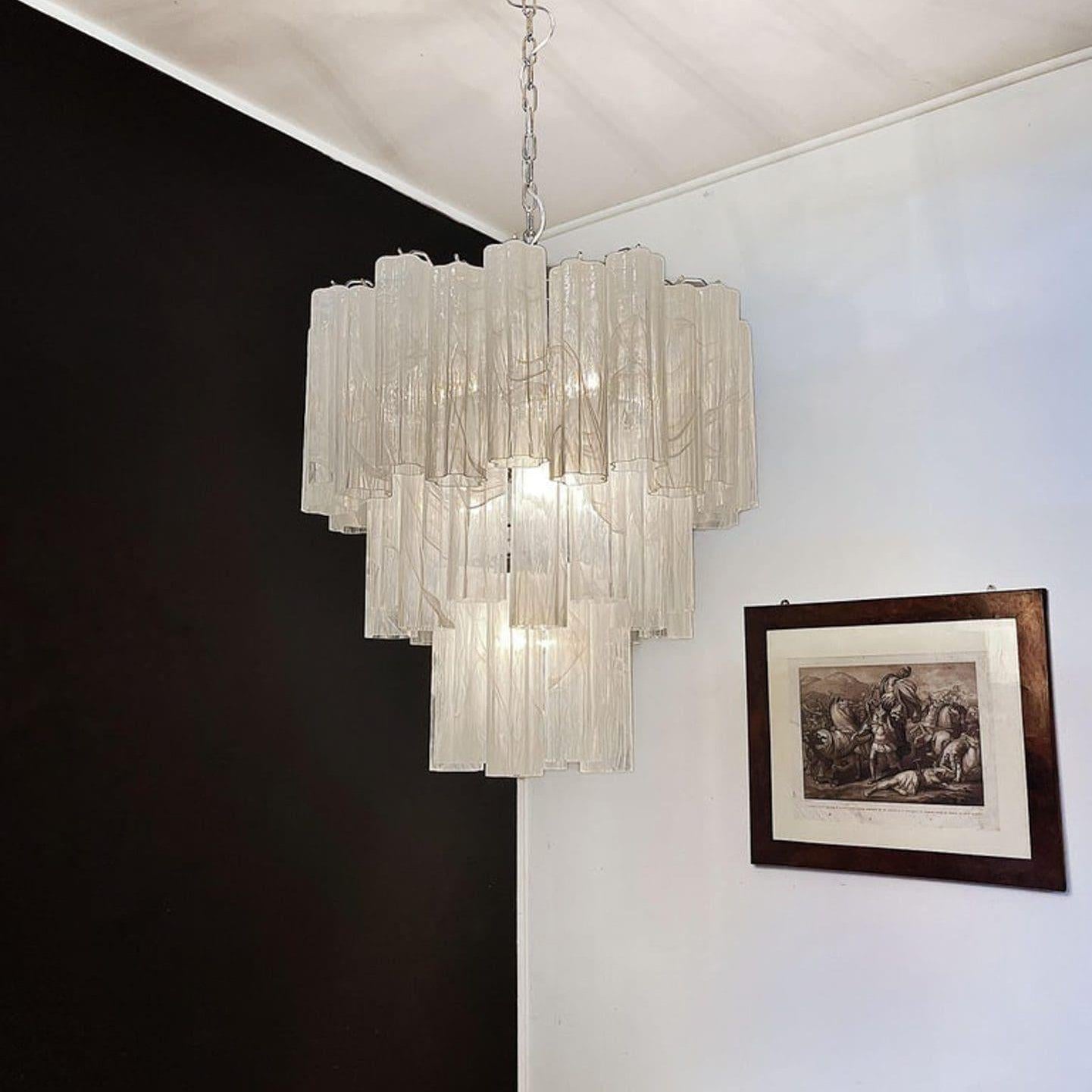 Murano Chandelier – 48 tubes – Alabaster White-Blushlighting