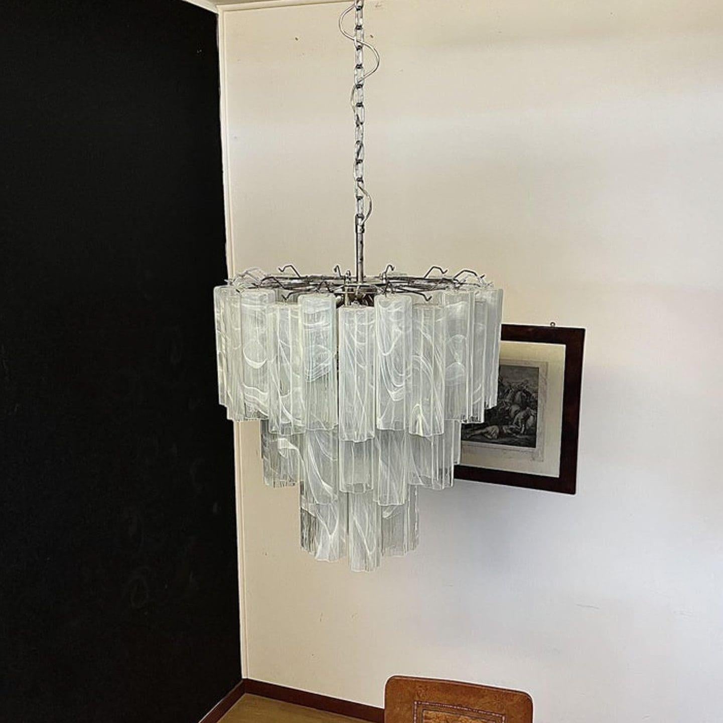 Murano Chandelier – 48 tubes – Alabaster White-Blushlighting
