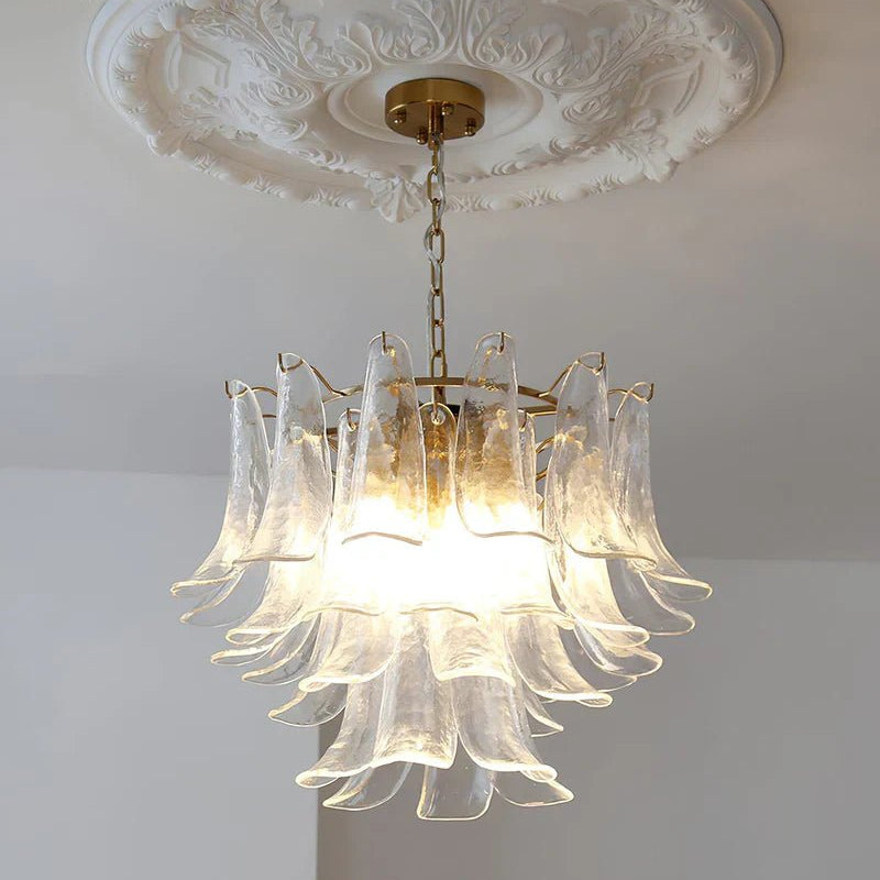 Murano Chandelier - 4 Layer ∅ 23.6″ x H 19.6″ / Dia 60cm x H 50cmWhitePolished NickelBlushlighting