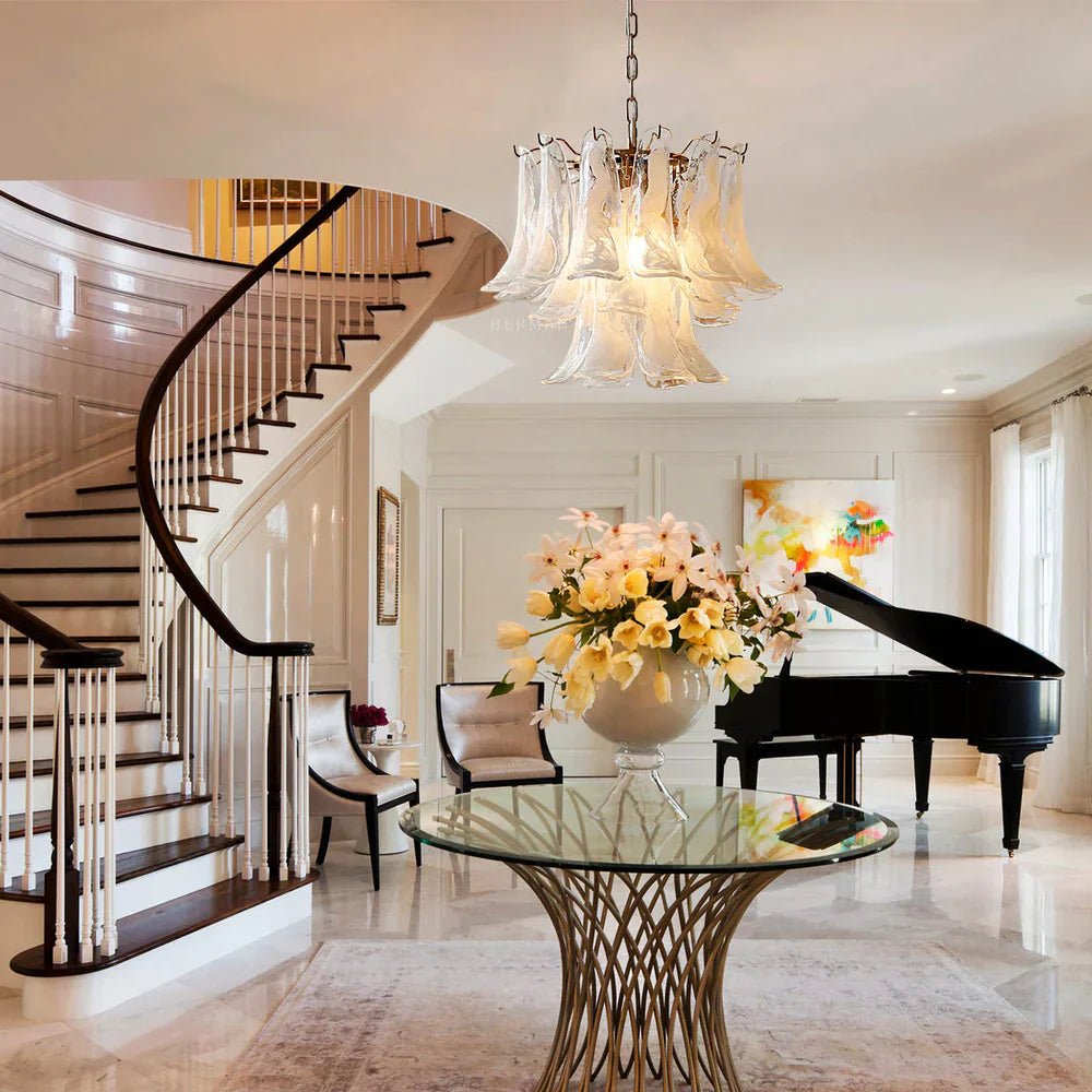 Murano Chandelier - 5 Layer D 76cm x H 78cm / ∅ 30″ x H 30.7″WhitePolished NickelBlushlighting