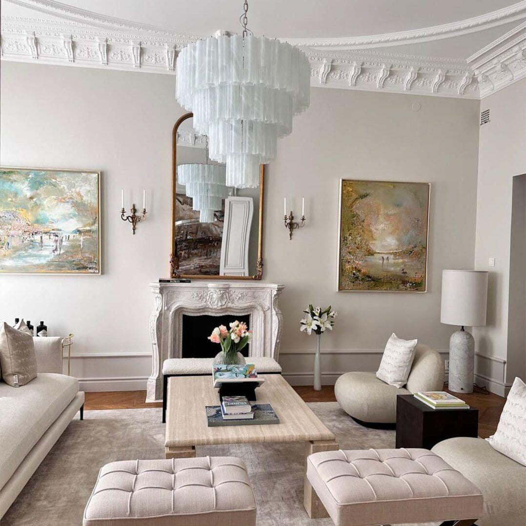 Murano Chandelier – 78 tubes – Alabaster white-Blushlighting