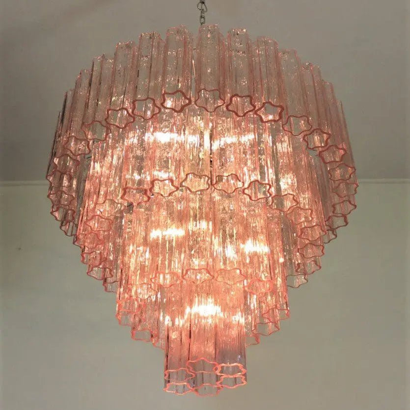 Murano Chandelier – 78 tubes – Pink - NickelBlushlighting