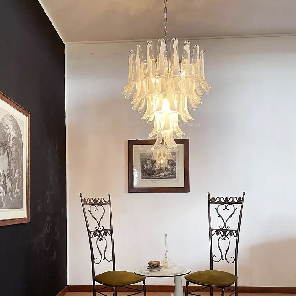 Murano Chandelier - 5 Layer D 76cm x H 78cm / ∅ 30″ x H 30.7″WhitePolished NickelBlushlighting