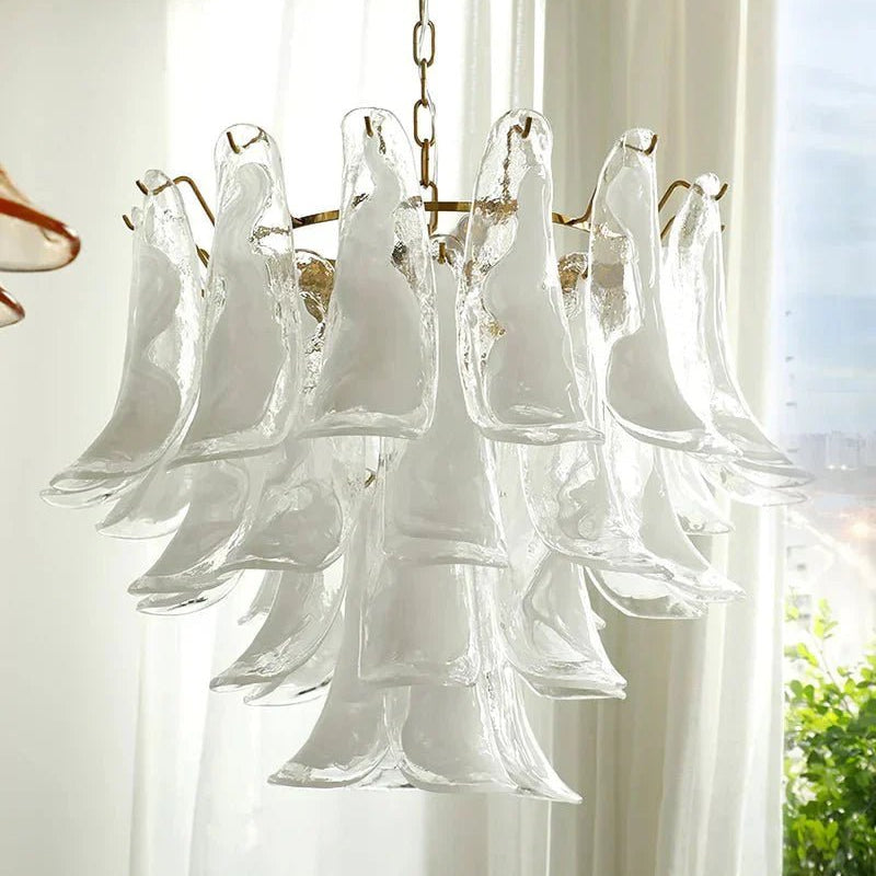 Murano Chandelier - 3 Layer ∅ 19.6″ x H 16.9″ / Dia 50cm x H 43cmWhitePolished NickelBlushlighting