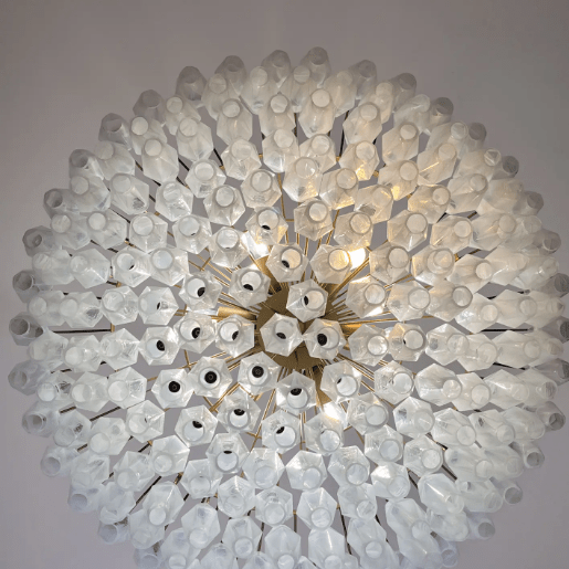 Murano Chandelier – Poliedri – 185 glass – White Alabaster-Chandelier-Blushlighting-Blushlighting