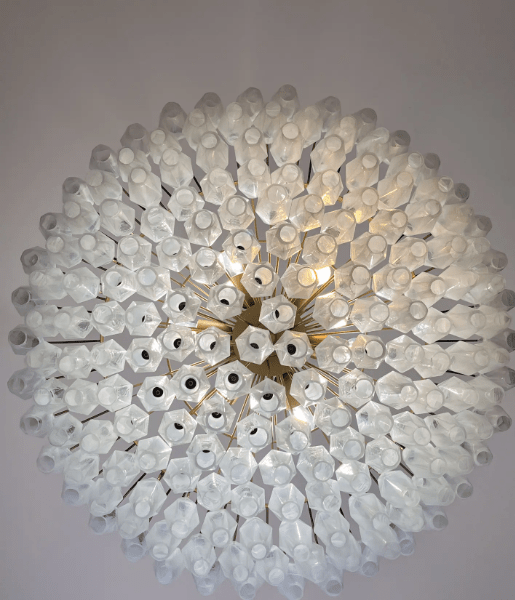 Murano Chandelier – Poliedri – 185 glass – White Alabaster-Chandelier-Blushlighting-Blushlighting