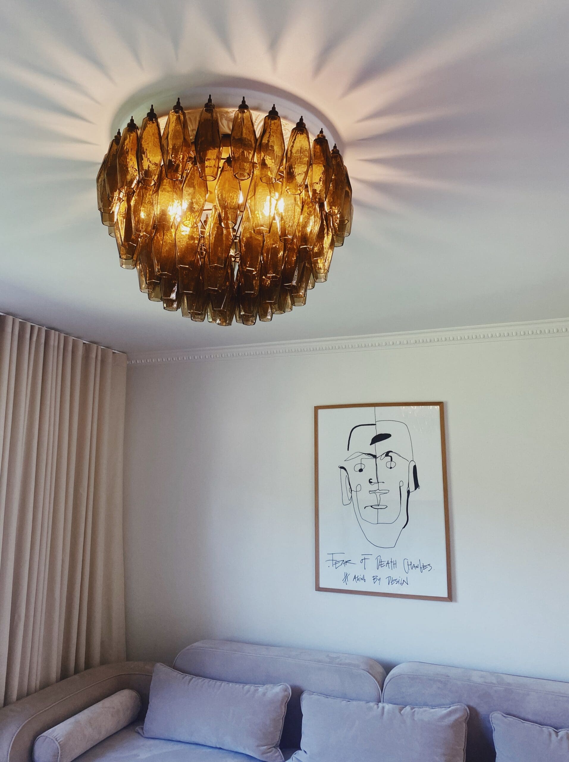 Murano Chandelier – Poliedri – 84 glasses - SmokeBlushlighting