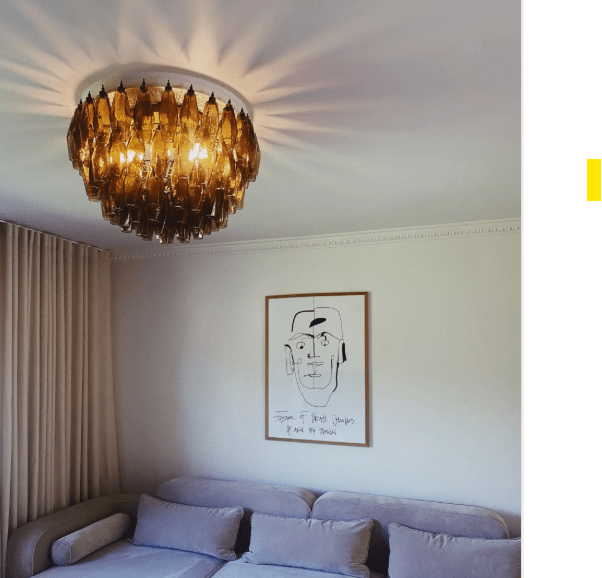 Murano Chandelier – Poliedri – 84 glasses – Dark smoked - Blushlighting