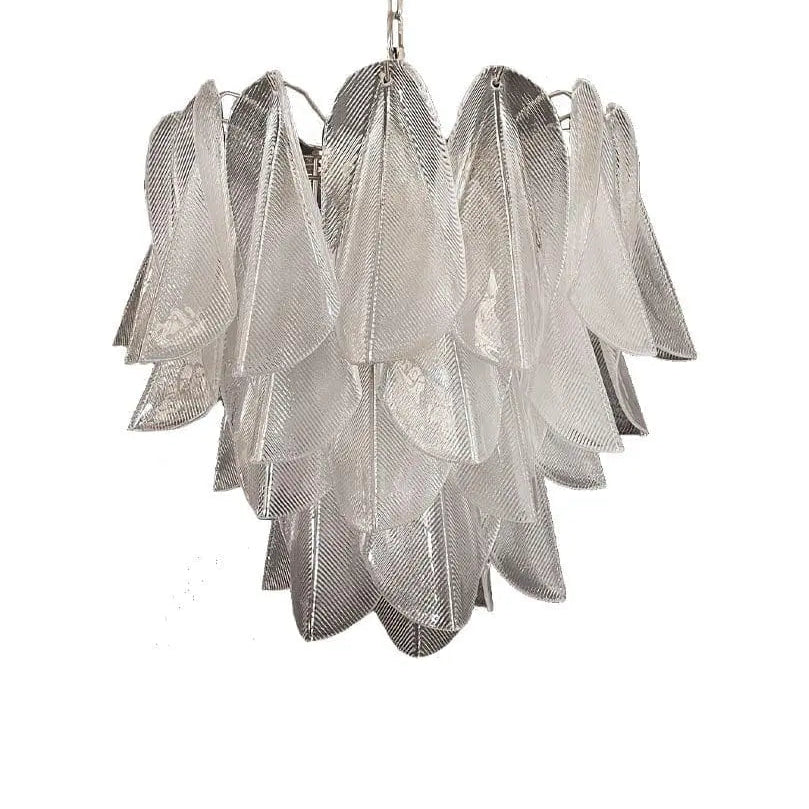 Murano Chandelier – Rondini – 41 glass leaves – Transparent - NickelBlushlighting