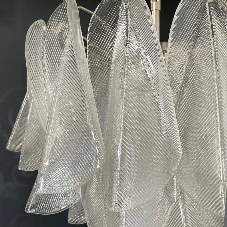 Murano Chandelier – Rondini – 41 glass leaves – Transparent - BrassBlushlighting