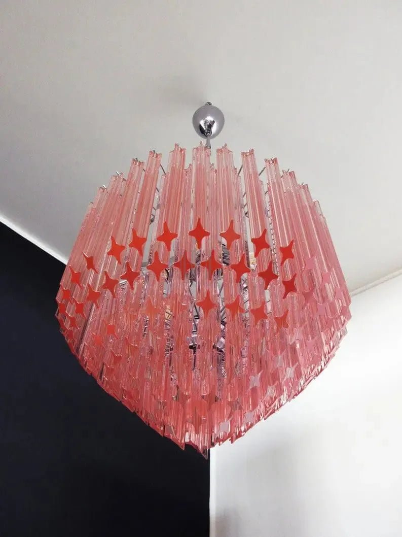 Murano Glass Chandelier – Pink - BrassBlushlighting