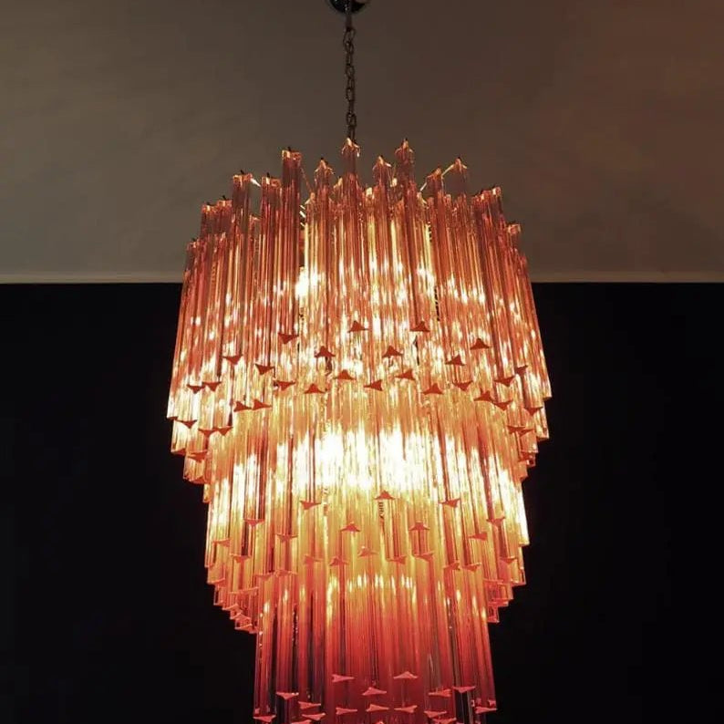 Murano Glass Chandelier - Pink - BrassBlushlighting