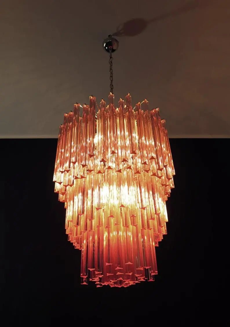 Murano Glass Chandelier - Pink - BrassBlushlighting