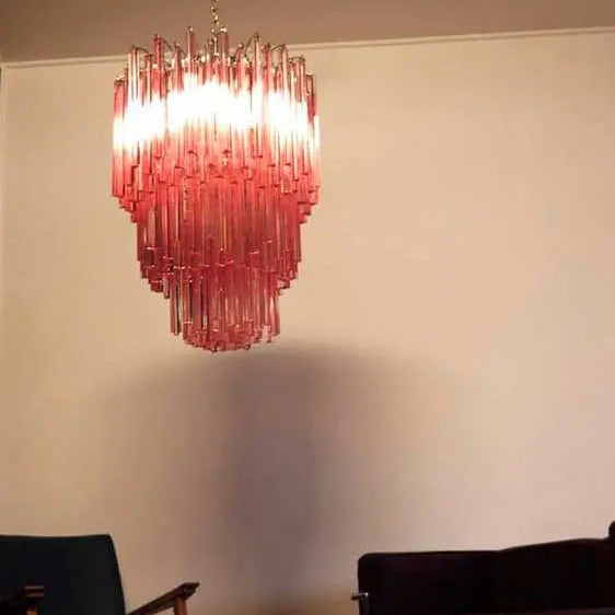 Murano Glass Chandelier - Pink - BrassBlushlighting