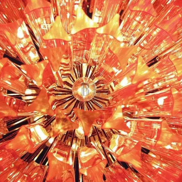 Murano Glass Chandelier - Pink - BrassBlushlighting