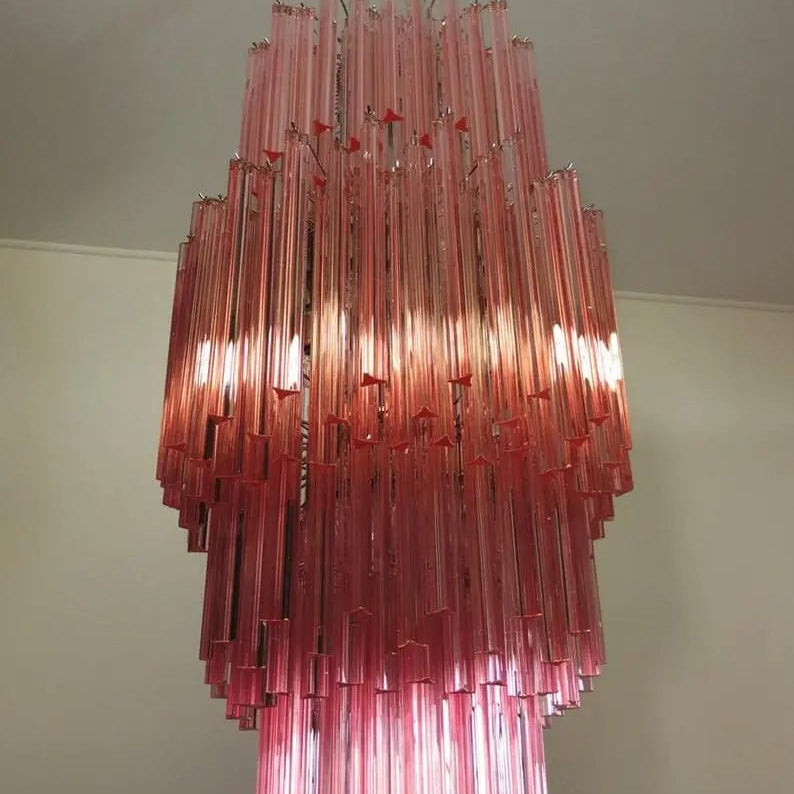 Murano Glass Chandelier – Pink - NickelBlushlighting