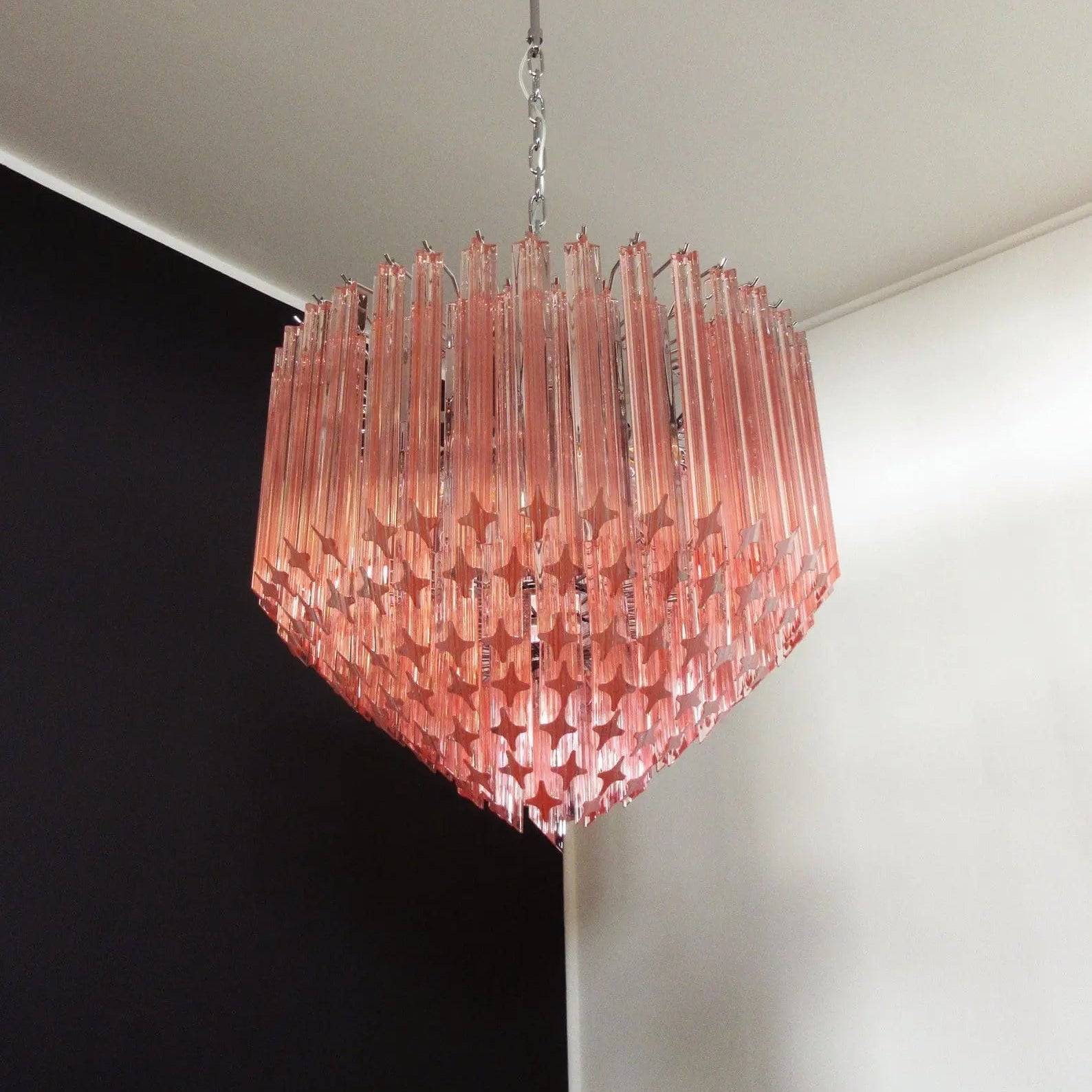 Murano Glass Chandelier – Pink - NickelBlushlighting