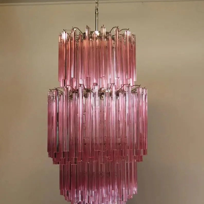 Murano Glass Chandelier – Pink - NickelBlushlighting