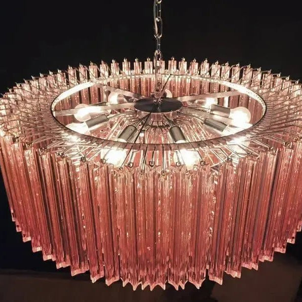 Murano Glass Chandelier – Pink - NickelBlushlighting