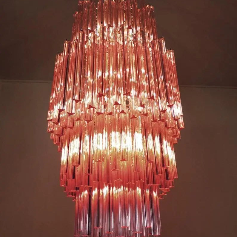 Murano Glass Chandelier – Pink - NickelBlushlighting