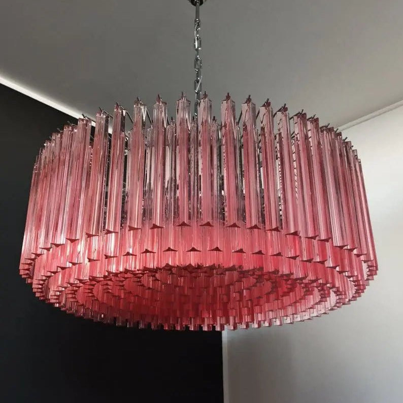 Murano Glass Chandelier – Pink - NickelBlushlighting