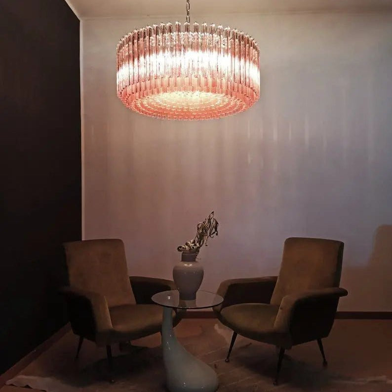 Murano Glass Chandelier – Pink - BrassBlushlighting
