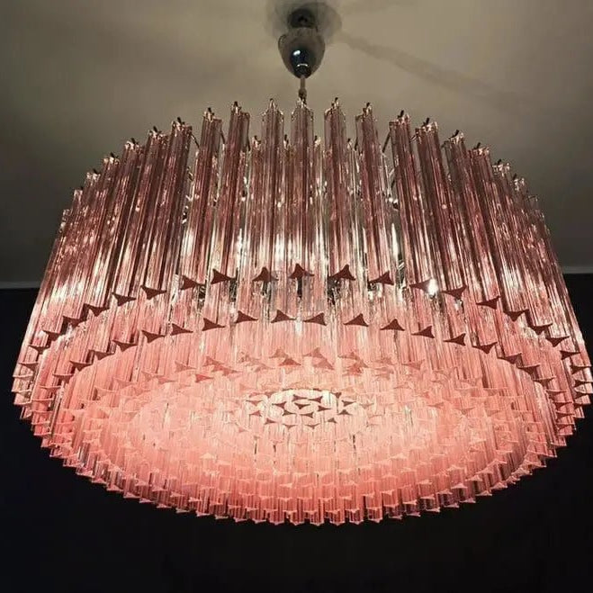 Murano Glass Chandelier – Pink - NickelBlushlighting