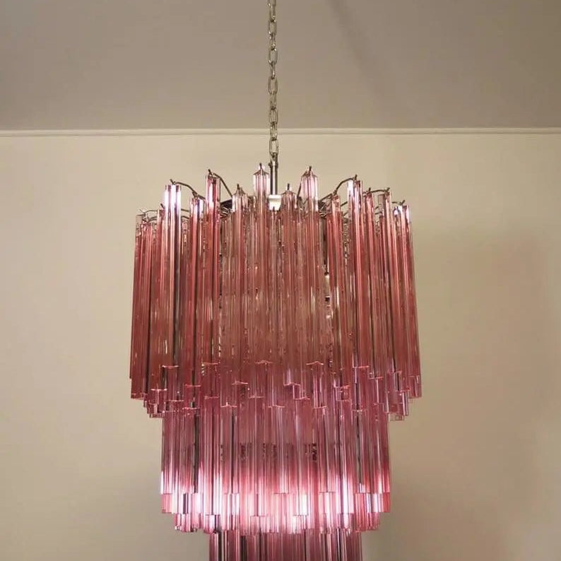 Murano Glass Chandelier - Pink - NickelBlushlighting