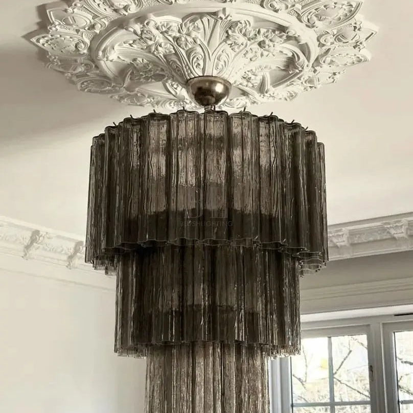 Murano Glass Chandelier – Smoked - NickelBlushlighting