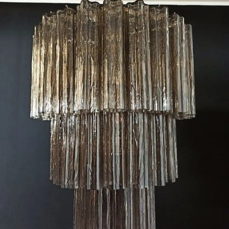 Murano Glass Chandelier – Smoked - BrassBlushlighting