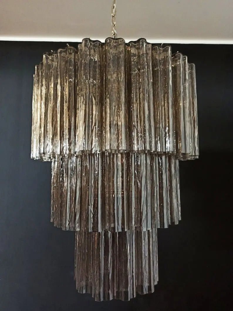 Murano Glass Chandelier – Smoked - BrassBlushlighting