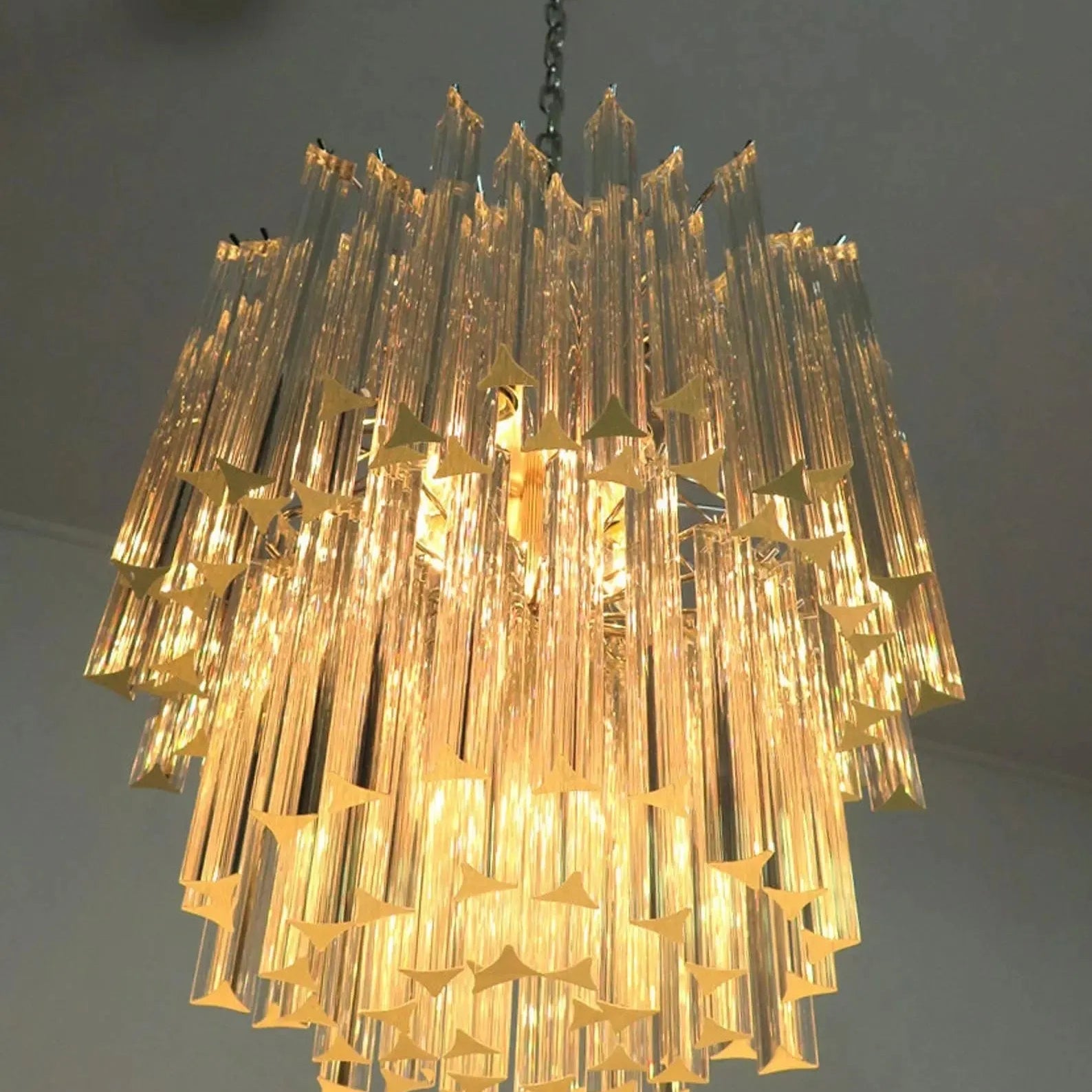 Murano Glass Chandelier – Transparent - BrassBlushlighting