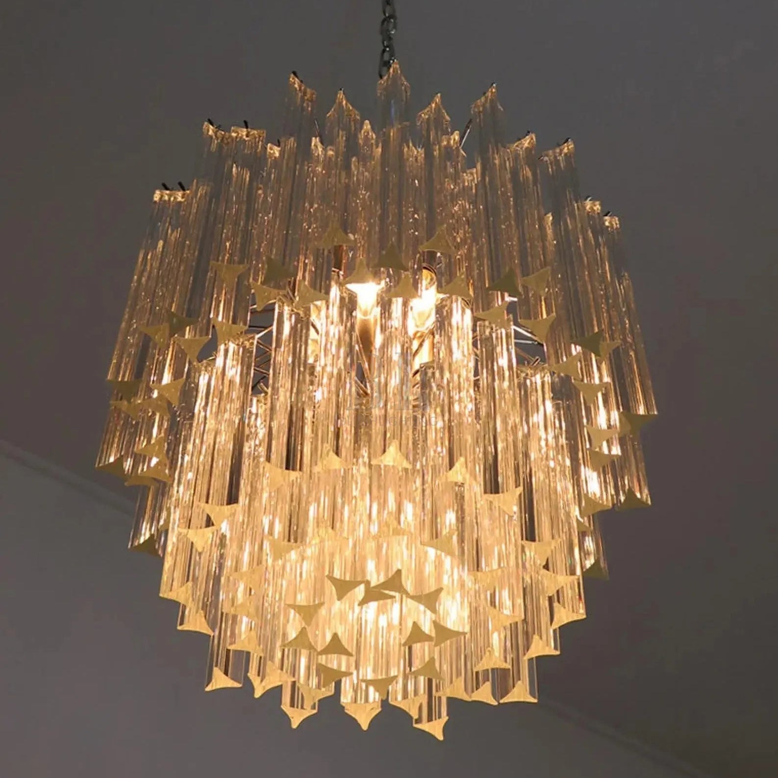 Murano Glass Chandelier – Transparent - BrassBlushlighting